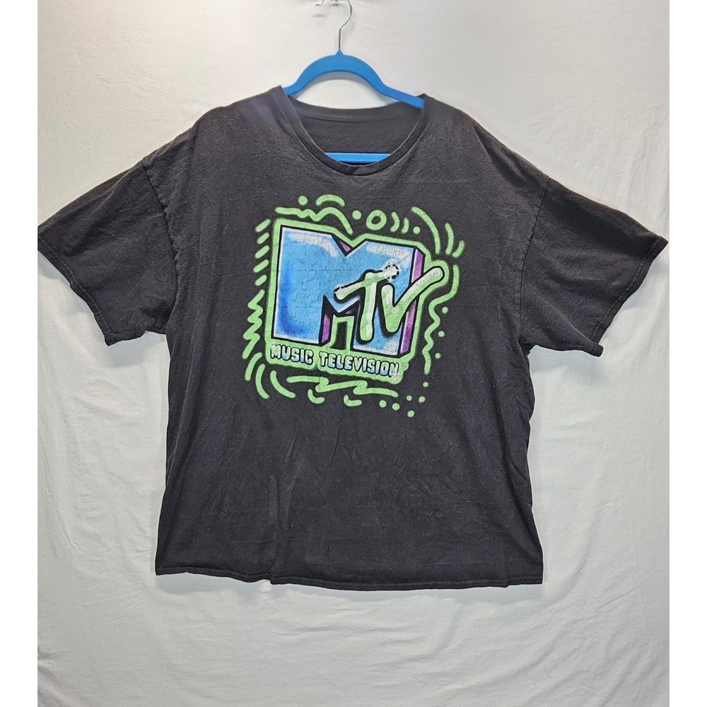 Vintage 90s MTV Graffiti Logo Graphic T-Shirt Mens XL Music TV Retro
